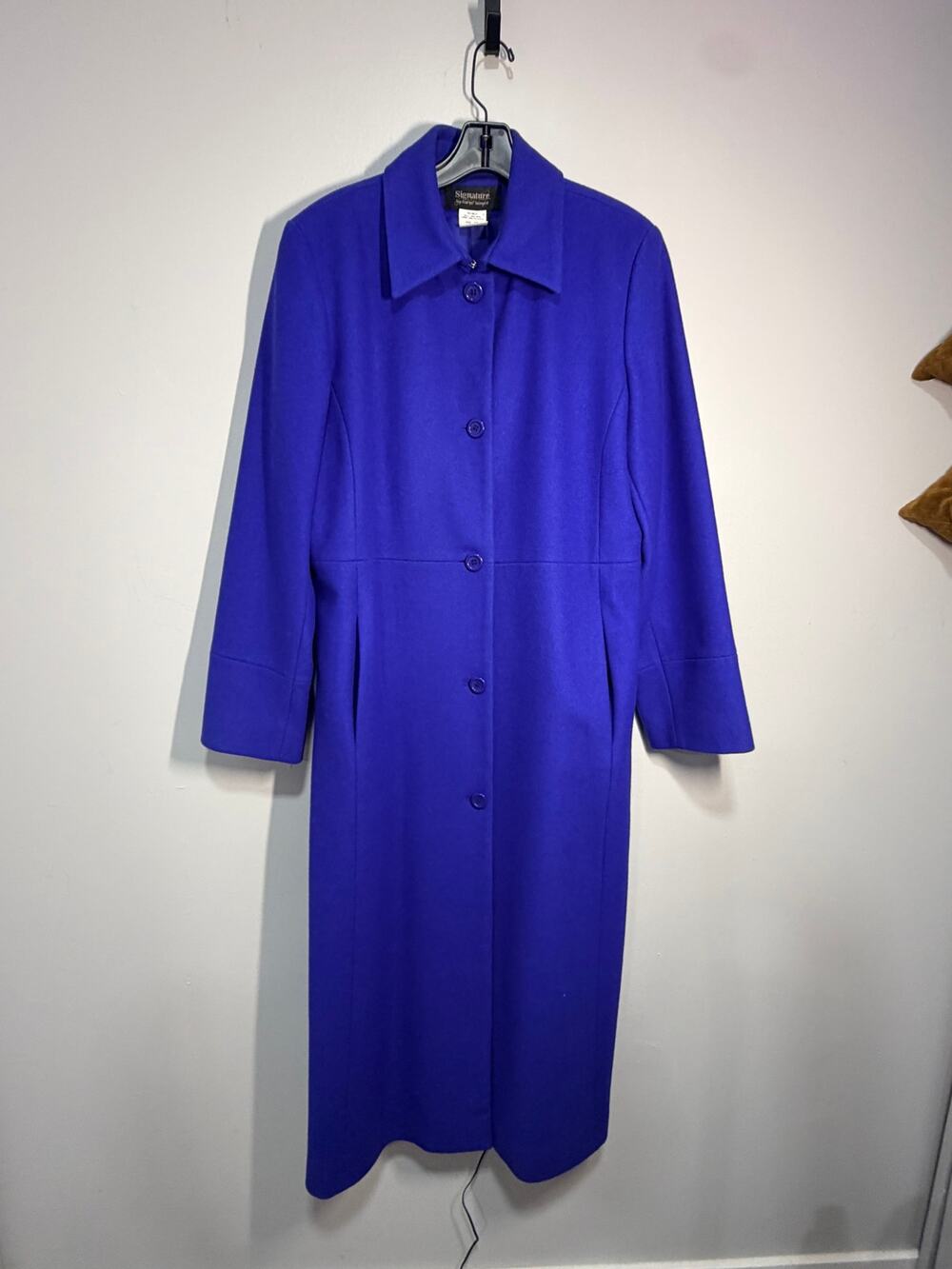 Vintage Harve Benard Royal Blue 100% Wool Full Length Trench Coat Size 10 EUC
